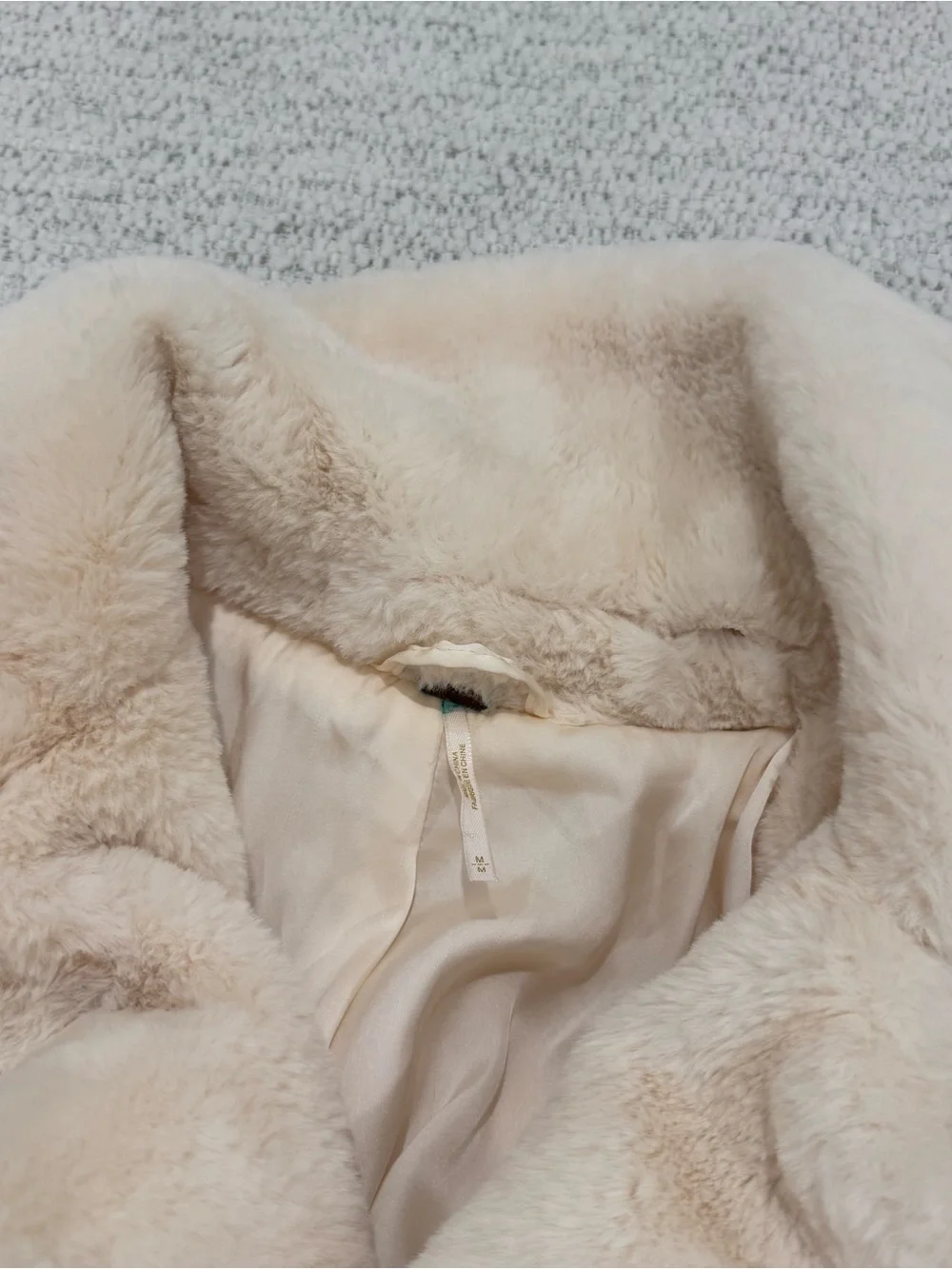 Free People Solid Kate Ivory Faux Fur Coat
